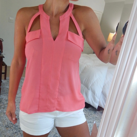 Naked Zebra Tops - Naked Zebra Coral Cutout Tank - NWOT